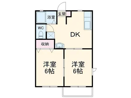 カロタあずさB(2DK/1階)の間取り写真