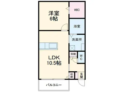 日光ビル(1LDK/1階)の間取り写真