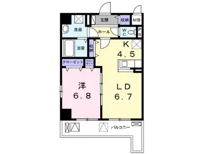 アルカディア8(1LDK/2階)の間取り写真