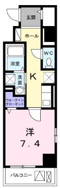 アルカディア8(1K/6階)の間取り写真