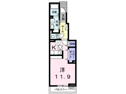 GRACE GARDEN E(ワンルーム/1階)の間取り写真