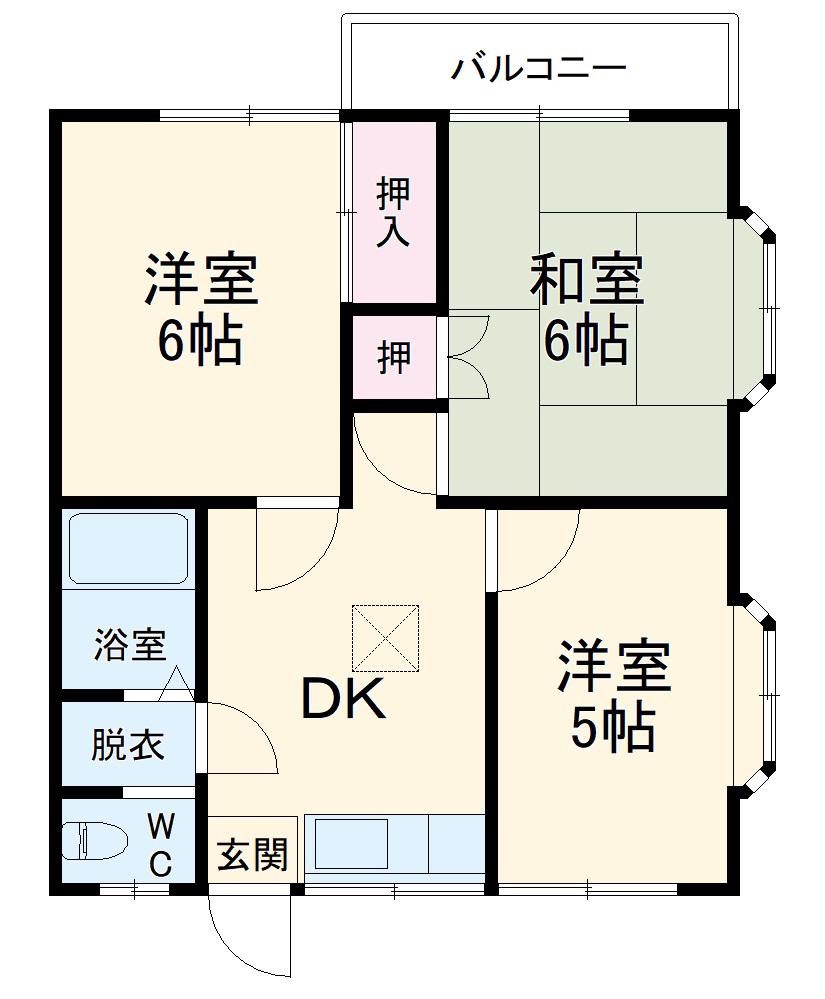 コーポかつ(3DK/2階)の間取り写真