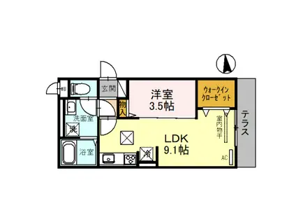 クレセント東住吉(1LDK/1階)の間取り写真