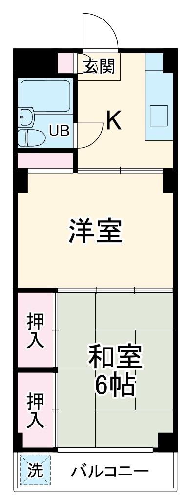 シバガーデンビル(2K/2階)の間取り写真