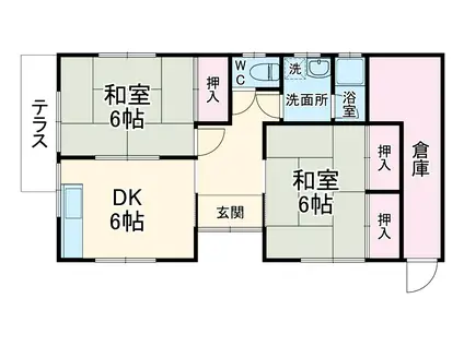 近鉄湯の山線 中川原駅 徒歩3分 1階建 築56年(2DK)の間取り写真