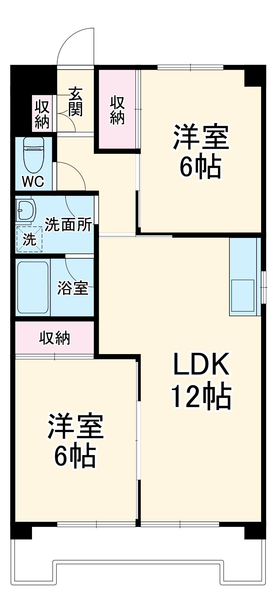 マンション稲穂(2LDK/1階)の間取り写真
