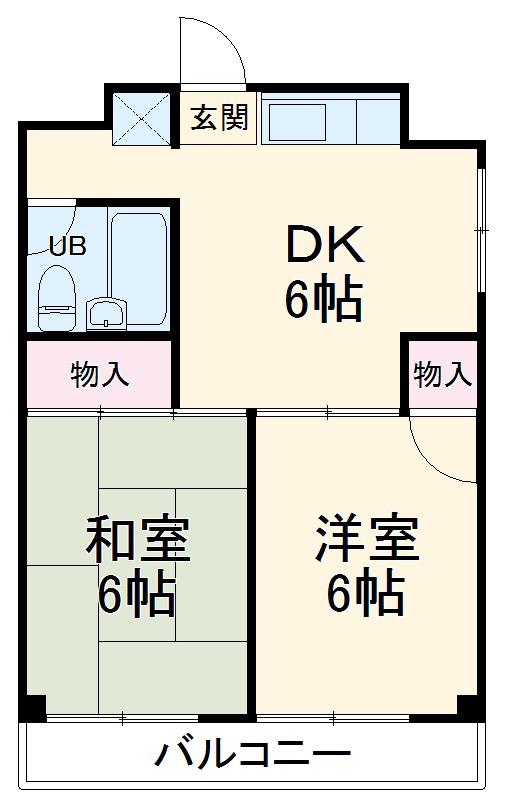 CASA チェルキオ(2DK/2階)の間取り写真
