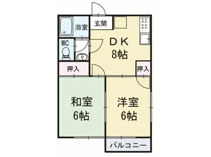 メゾン今(2DK/1階)の間取り写真