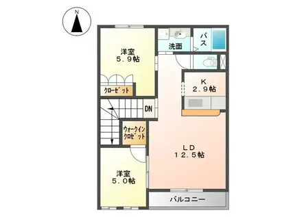 ヴィーブル和光(2LDK/2階)の間取り写真