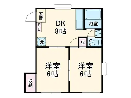 ペアタウン奥津A棟(2DK/1階)の間取り写真