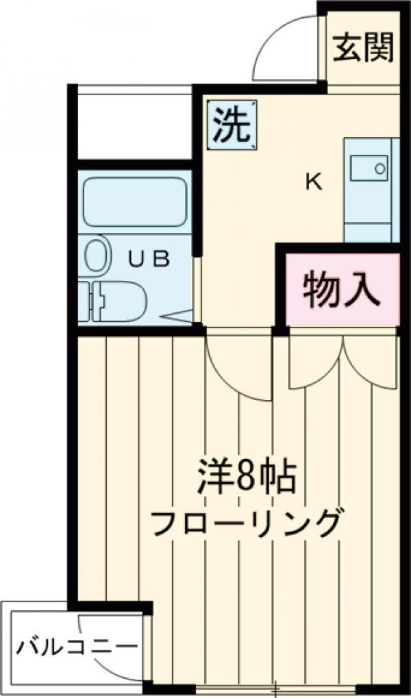 ルミエール飛鳥(1K/1階)の間取り写真