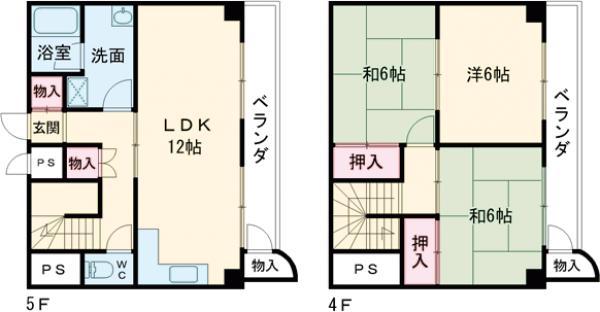 常盤マンション(3LDK)の間取り写真