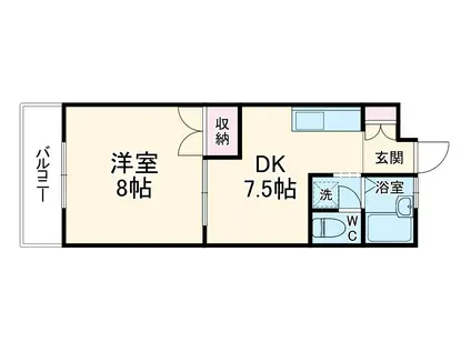 ベルトピア上島(1DK/1階)の間取り写真