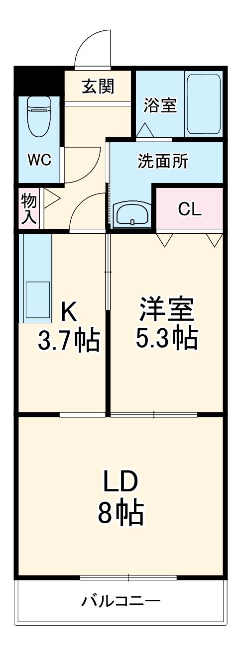 サンポエム(1LDK/3階)の間取り写真