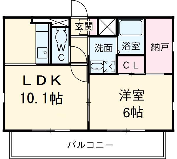 エスト荒子(1LDK/6階)の間取り写真