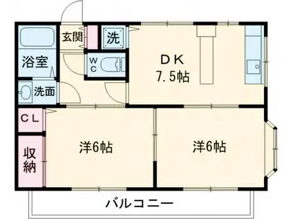 メゾンソレイユⅡ(2DK/2階)の間取り写真