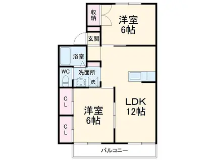 セジュール高井B(2LDK/2階)の間取り写真