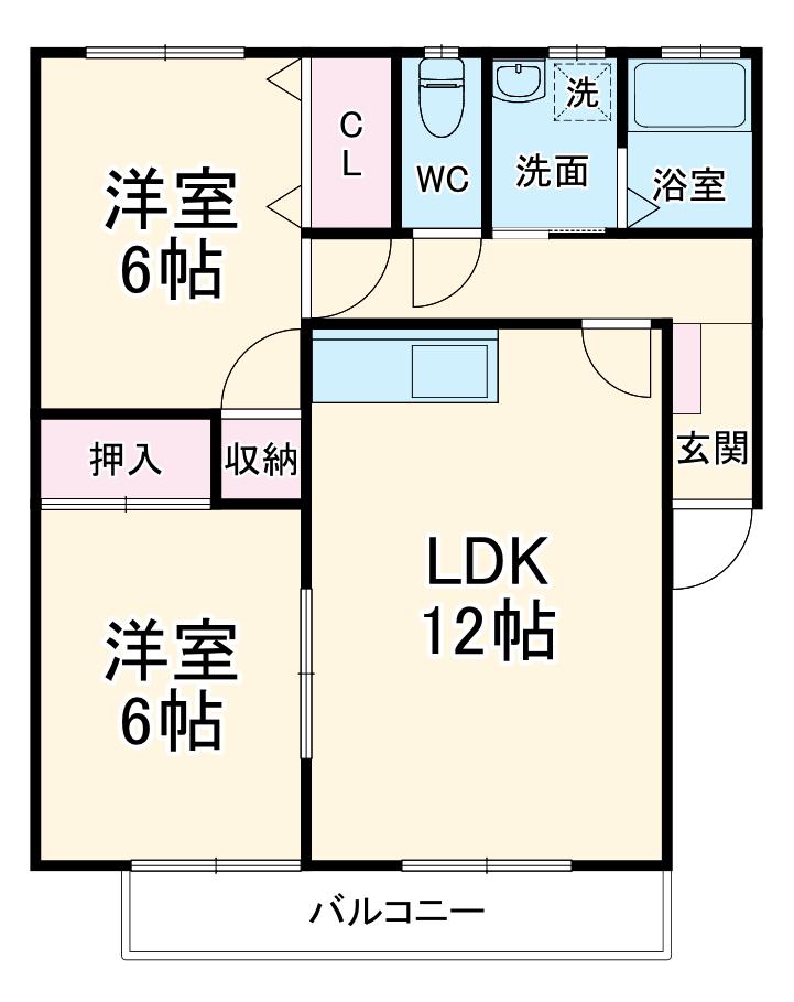 コーポコスモスV(2LDK/1階)の間取り写真