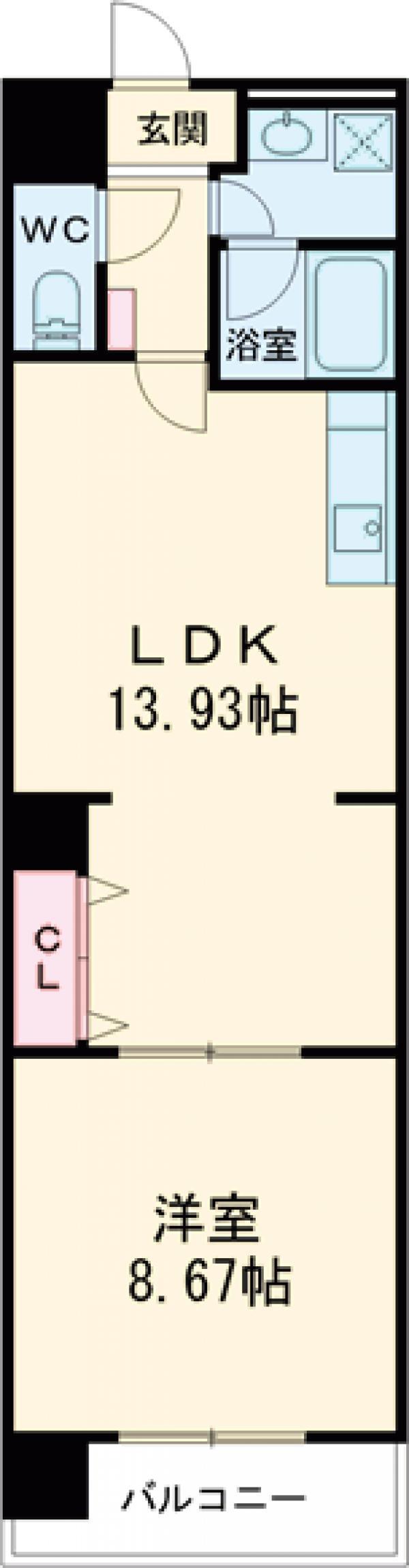 クイーンズリッチ東宿郷(1LDK/7階)の間取り写真