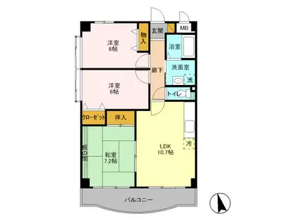 グレースアベニュー桜木(3LDK/2階)の間取り写真
