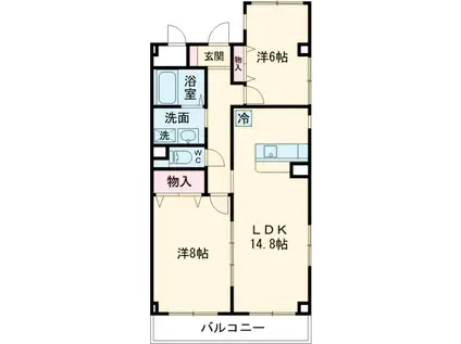 ヴェルドミールカシマ(2LDK/2階)の間取り写真