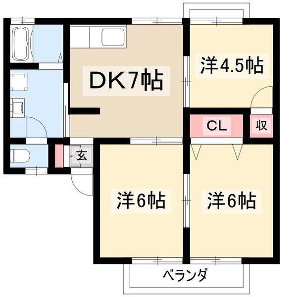 リエス吉津B(3DK/2階)の間取り写真