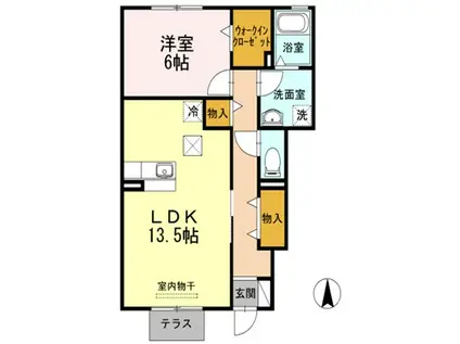 アクア・ミルA棟(1LDK/1階)の間取り写真