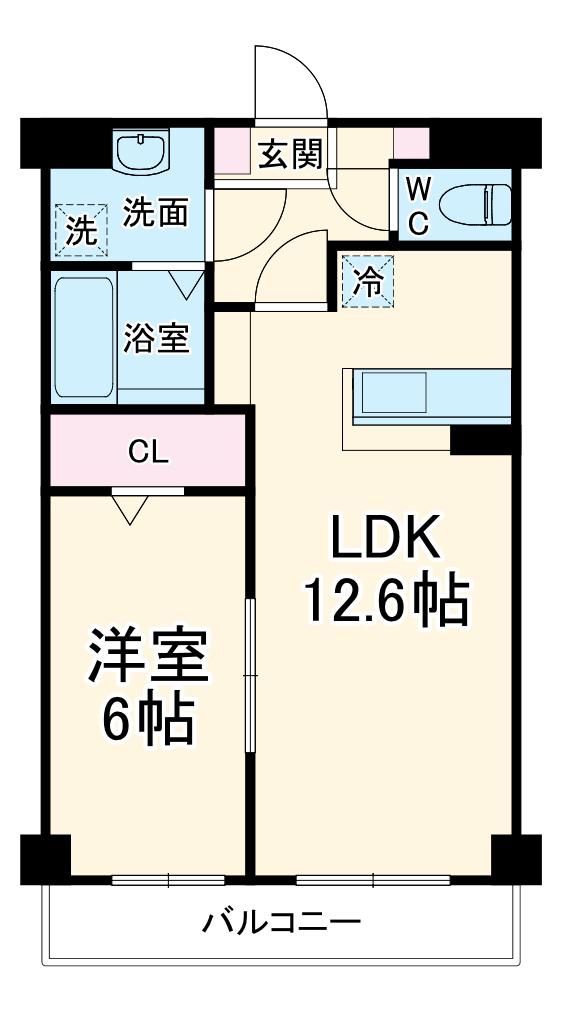 パークサイド中田Ⅱ(1LDK/2階)の間取り写真