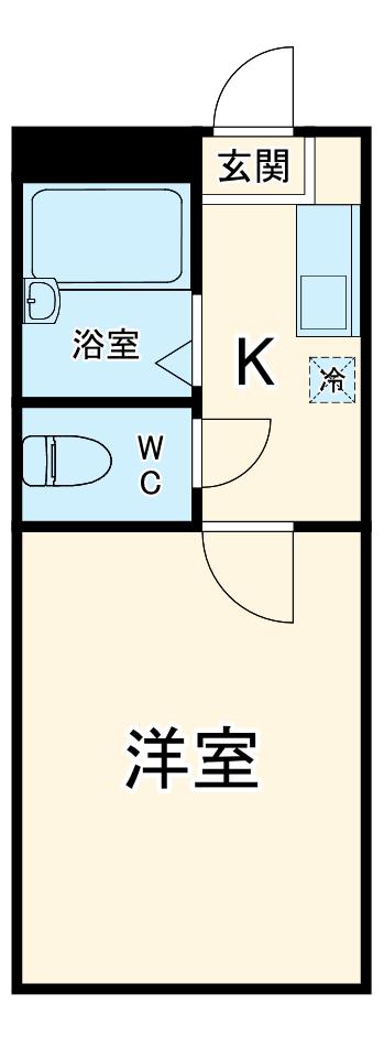 ヴィラ相模原(1K/1階)の間取り写真