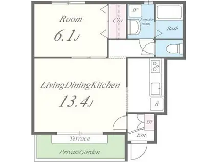 カサ・ミラ(1LDK/1階)の間取り写真