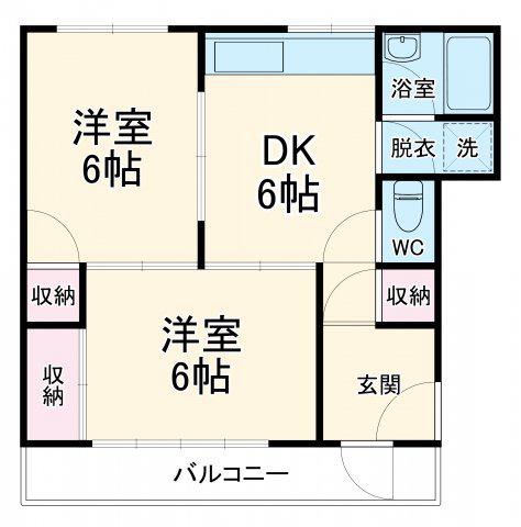 有玉ステーションハイツⅡ(2DK/2階)の間取り写真