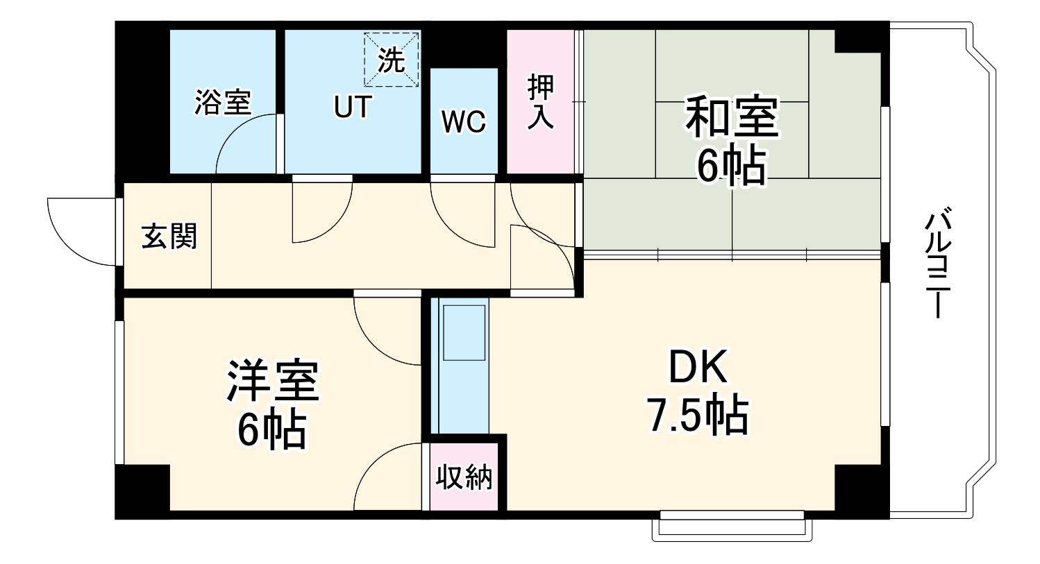 福田マンション(2DK/2階)の間取り写真