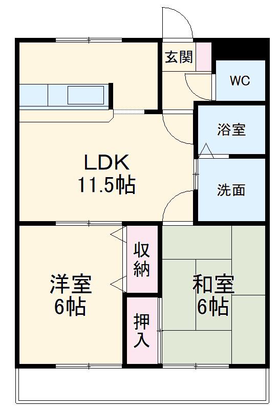 ライフシャトー(2LDK/2階)の間取り写真