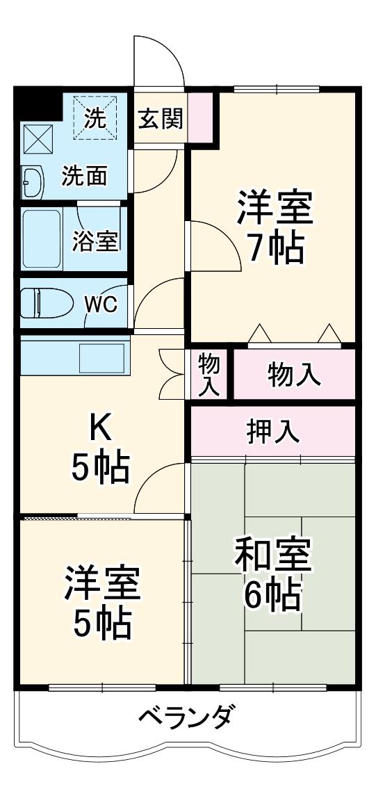 ウィングプラザ壱番館(3K/3階)の間取り写真