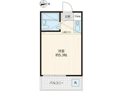 サンハイツ(ワンルーム/2階)の間取り写真