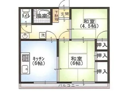杉本マンション(2DK/3階)の間取り写真