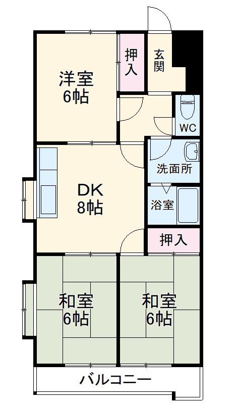 ハイツスペイン村(3DK/3階)の間取り写真