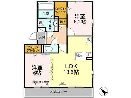 オレオール鳥居松(2LDK/2階)の間取り写真