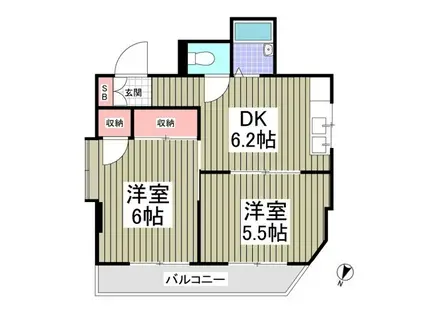 アメニティ木部(2DK/3階)の間取り写真