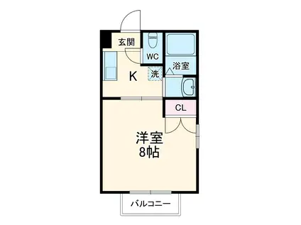 コープAI(1K/2階)の間取り写真
