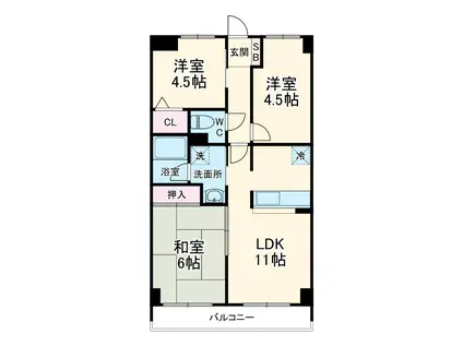 ファーストシティ大宮(3LDK/2階)の間取り写真