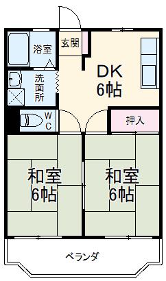 コーポ日比野(2DK/3階)の間取り写真