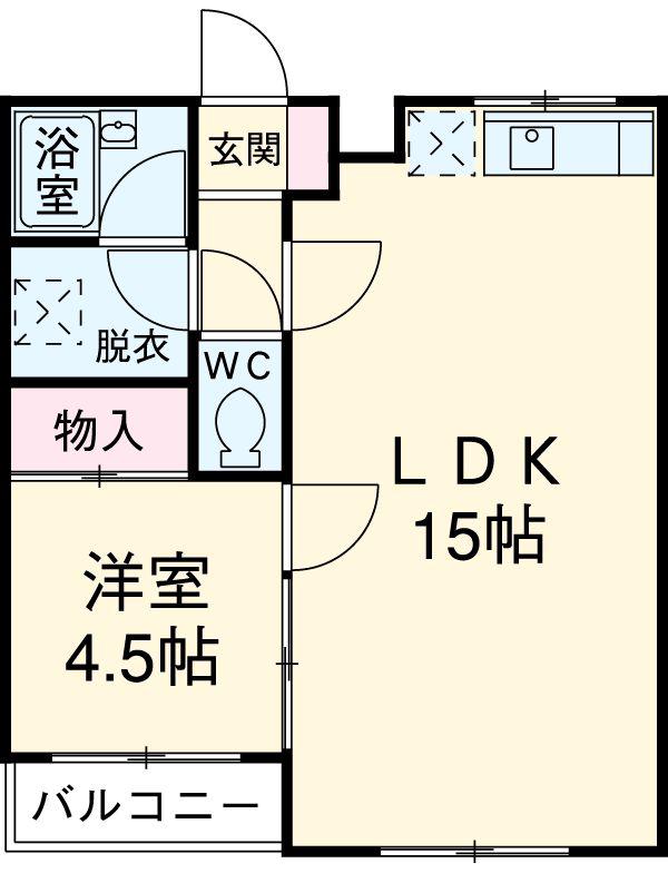 ベルハイツ平塚(1LDK/2階)の間取り写真