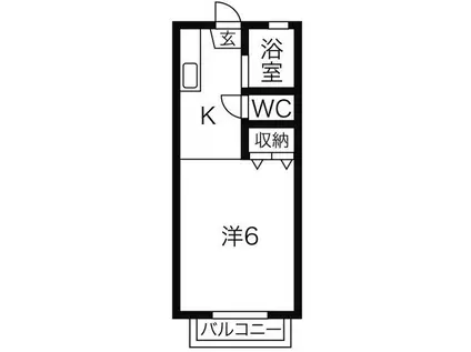 ブランドール高畑(1K/2階)の間取り写真