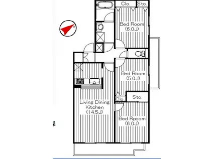 シティコート藤沢(3LDK/3階)の間取り写真
