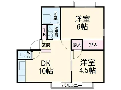 アーバン松が岡(1LDK/1階)の間取り写真