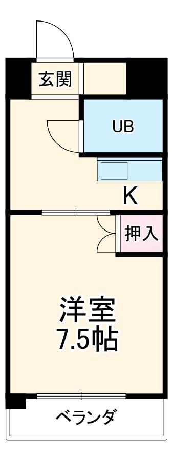 ハイツイオリ(1K/3階)の間取り写真