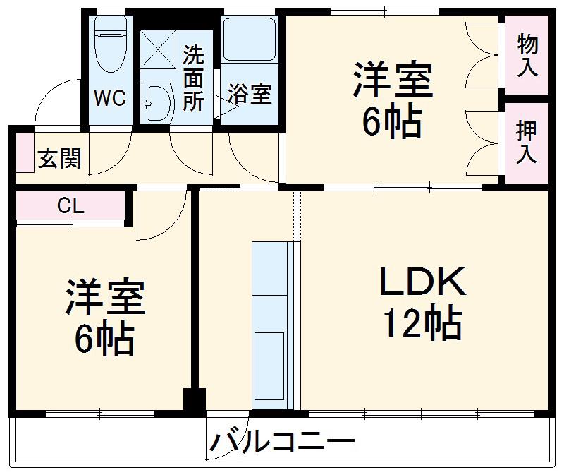 カトルさんたかね(2LDK/3階)の間取り写真