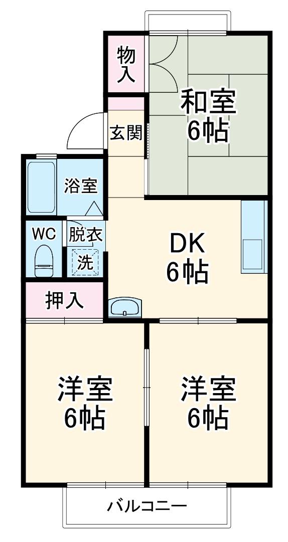 ハイツアムール A(3DK/2階)の間取り写真