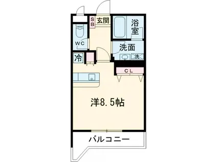 トミボナール(ワンルーム/3階)の間取り写真